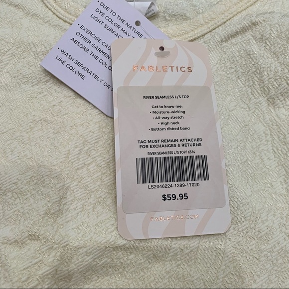 NWT FABLETICS River Seamless Long Sleeve Stretch Top Size XS/4 - Picture 4 of 5